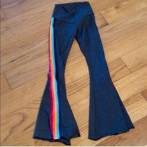 Purusha People Yoga flare pants w Rainbow Stripe